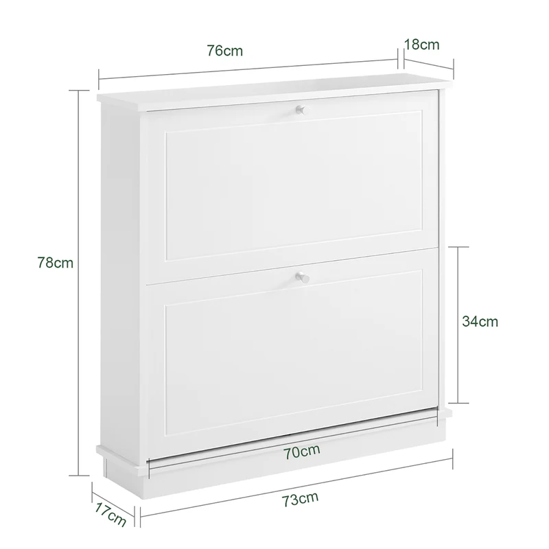 SoBuy FSR99-W Meuble à Chaussures Ultra-Slim 18 cm à 2 Abattants – 8 à 10 Paires – Blanc