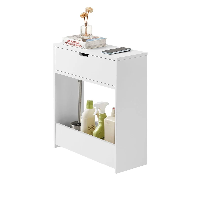 SoBuy BZR48-W Support Papier Toilette, Armoire Toilettes WC, Meuble de Salle de Bain, Armoire de Salle de Bain sur Pied