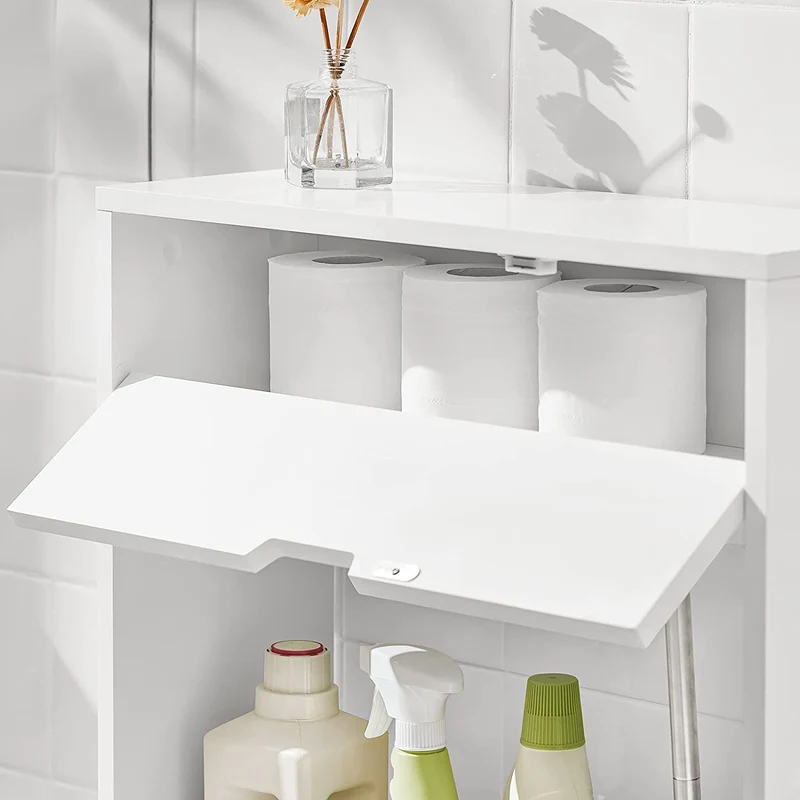 SoBuy BZR48-W Support Papier Toilette, Armoire Toilettes WC, Meuble de Salle de Bain, Armoire de Salle de Bain sur Pied