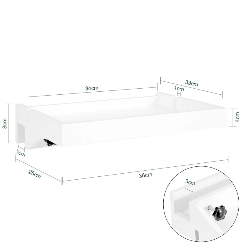 SoBuy NKD01-W Tablette de lit Amovible à encoches câbles - Plateau en Bambou pour Livres, Smartphones & Lunettes - Adapté aux Cadres de lit de 1-3cm 36x25x9cm Blanc