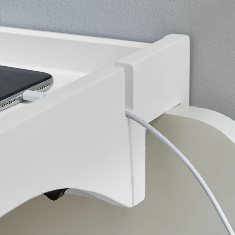 SoBuy NKD01-W Tablette de lit Amovible à encoches câbles - Plateau en Bambou pour Livres, Smartphones & Lunettes - Adapté aux Cadres de lit de 1-3cm 36x25x9cm Blanc