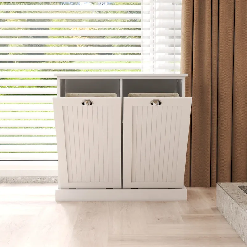Meuble de tri à linge inclinable à deux compartiments