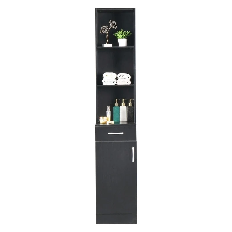 Meuble haut de salle de bain avec 1 porte, 1 tiroir - Noir