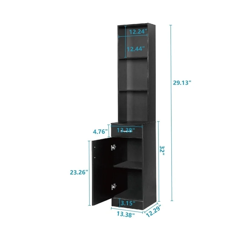 Meuble haut de salle de bain avec 1 porte, 1 tiroir - Noir