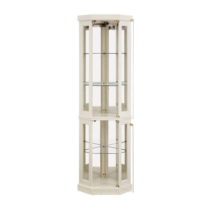 Vitrine d'angle élégante avec éclairage intégré Idéale pour exposer des objets de collection, de la verrerie ou des éléments de décoration.