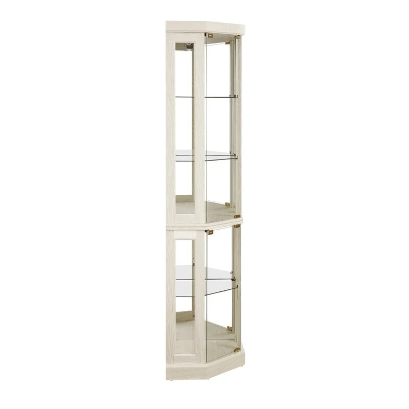 Vitrine d'angle élégante avec éclairage intégré Idéale pour exposer des objets de collection, de la verrerie ou des éléments de décoration.