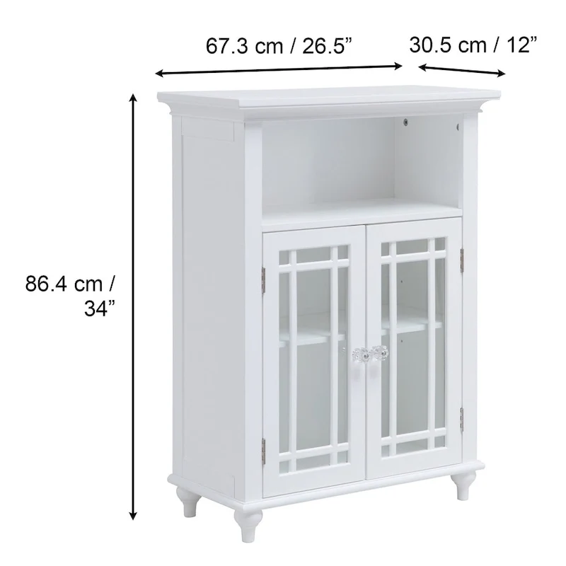 Meuble d'appoint bas à deux portes avec panneaux en verre