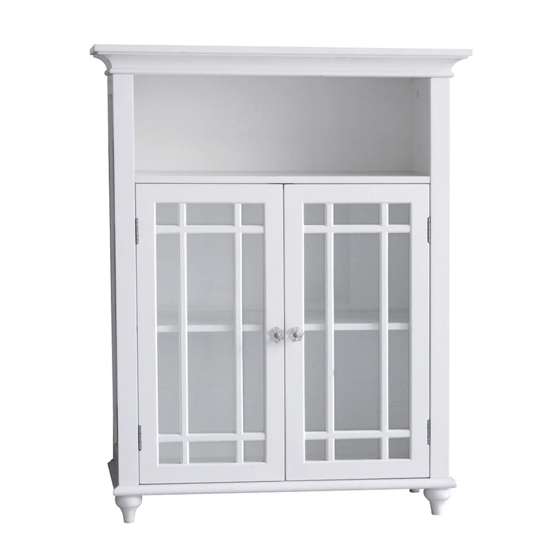 Meuble d'appoint bas à deux portes avec panneaux en verre