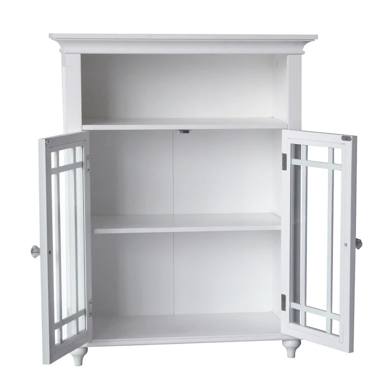 Meuble d'appoint bas à deux portes avec panneaux en verre