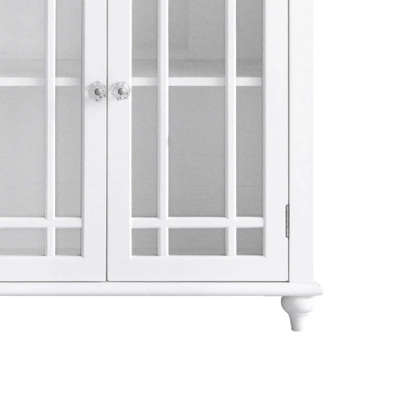 Meuble d'appoint bas à deux portes avec panneaux en verre