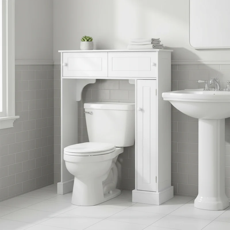 Meuble de rangement de salle de bain autoportant à placer au-dessus des toilettes