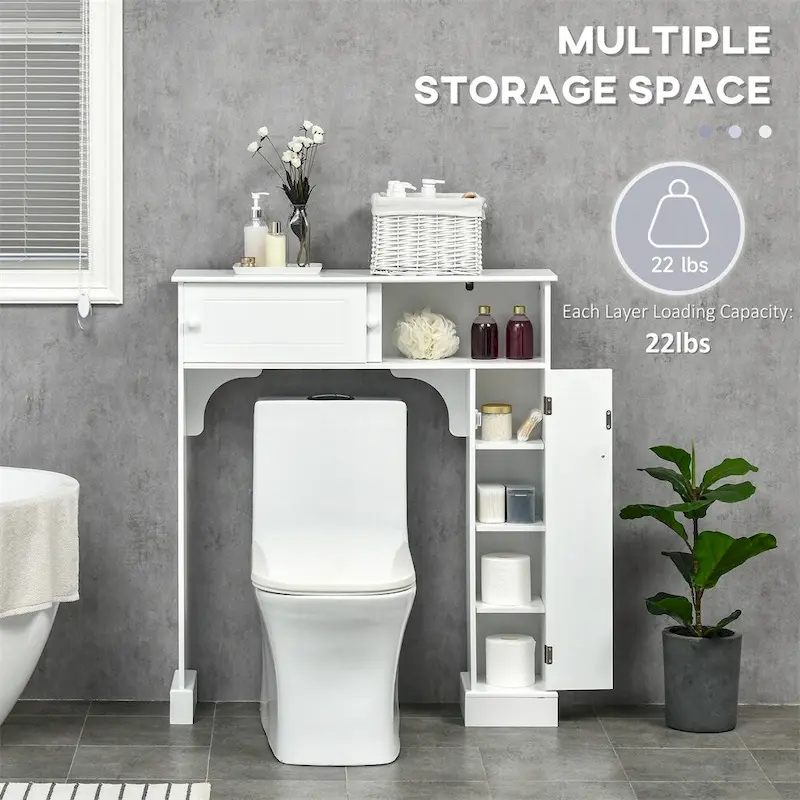 Meuble de rangement de salle de bain autoportant à placer au-dessus des toilettes