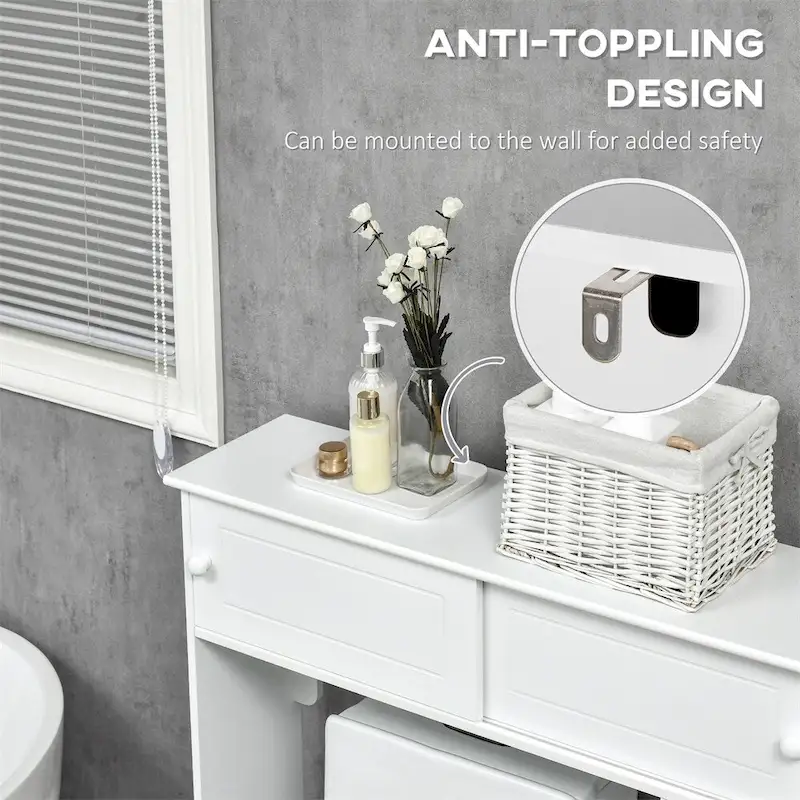 Meuble de rangement de salle de bain autoportant à placer au-dessus des toilettes