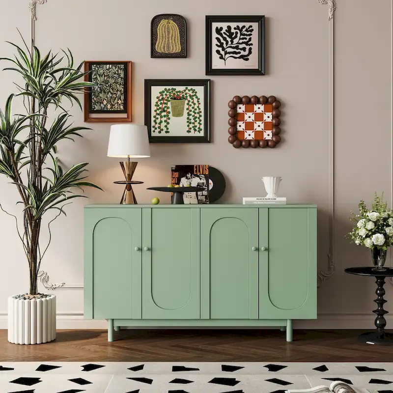 Buffets modernes et élégants, armoire de rangement sculptée à 4 portes