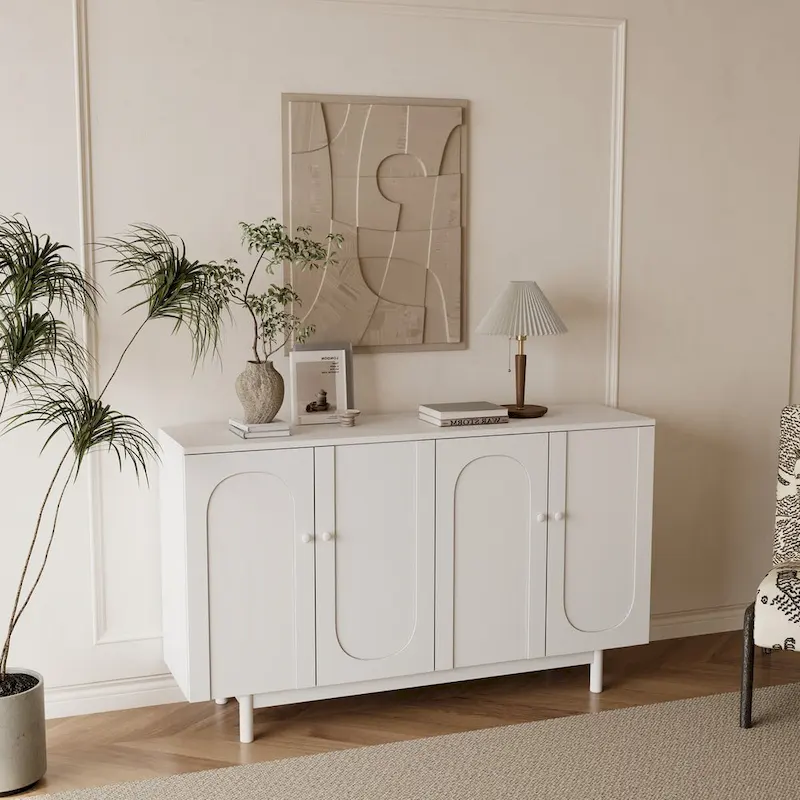 Buffets modernes et élégants, armoire de rangement sculptée à 4 portes