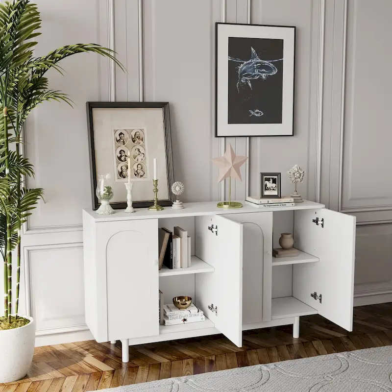 Buffets modernes et élégants, armoire de rangement sculptée à 4 portes