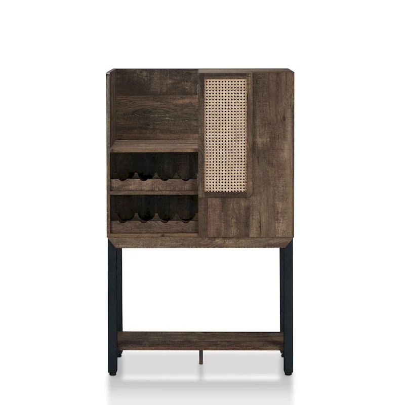 Vaisselier de cuisine en chêne recyclé de style rustique avec casier à vin