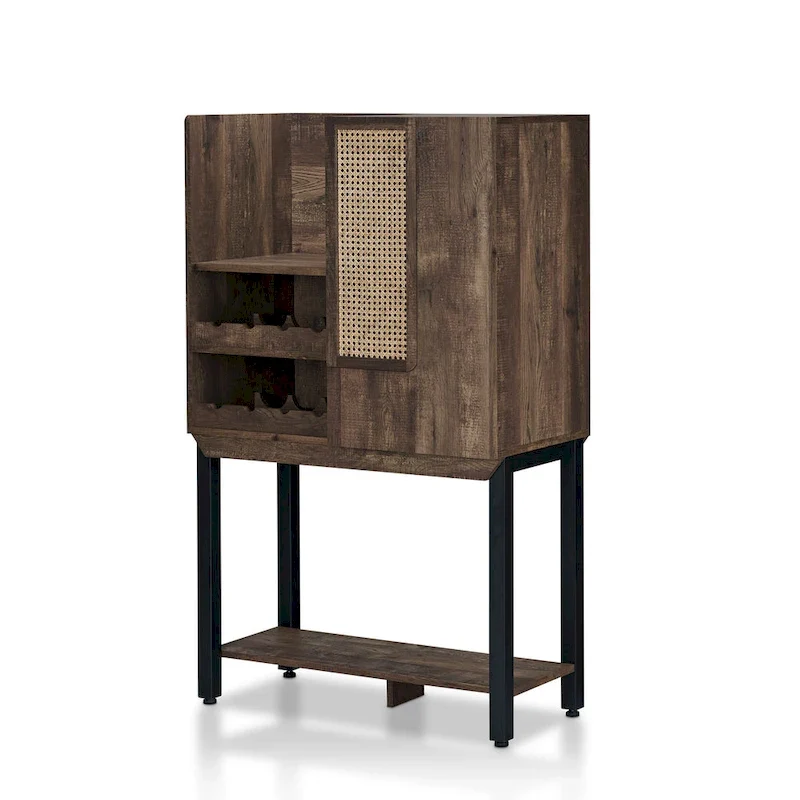Vaisselier de cuisine en chêne recyclé de style rustique avec casier à vin