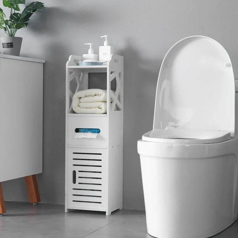Meuble de rangement de salle de bain à 3 niveaux sur pied