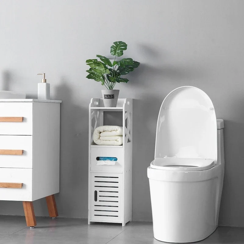 Meuble de rangement de salle de bain à 3 niveaux sur pied