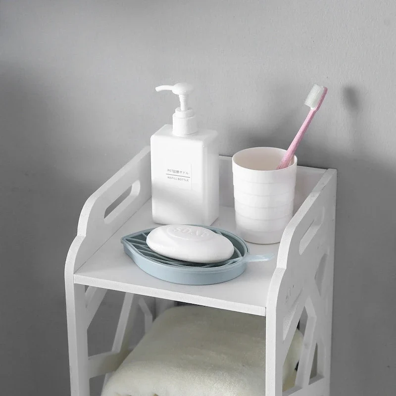 Meuble de rangement de salle de bain à 3 niveaux sur pied