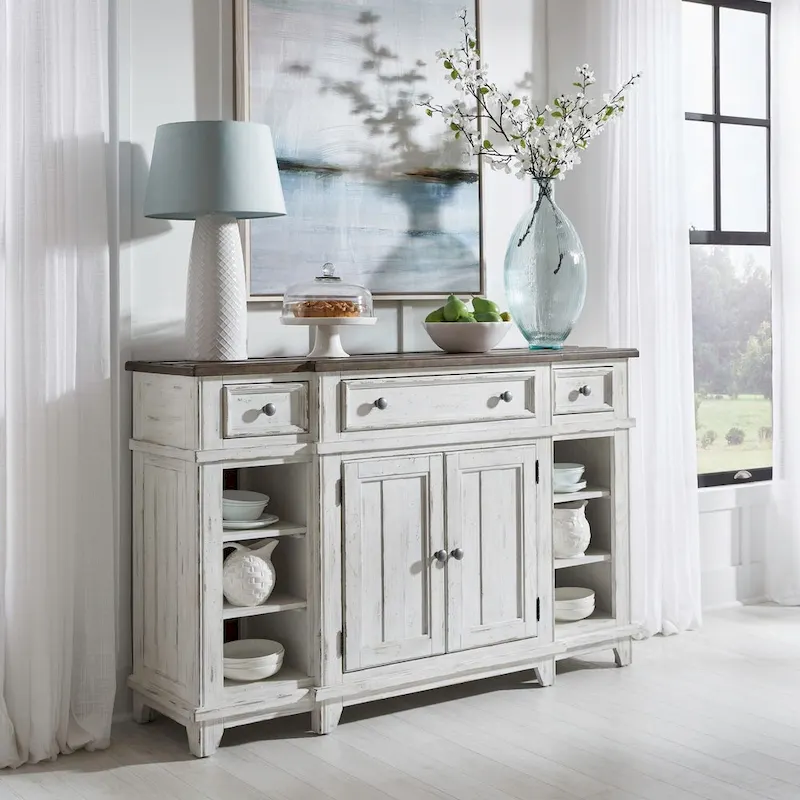 Bahut de service en blanc ou gris vieilli