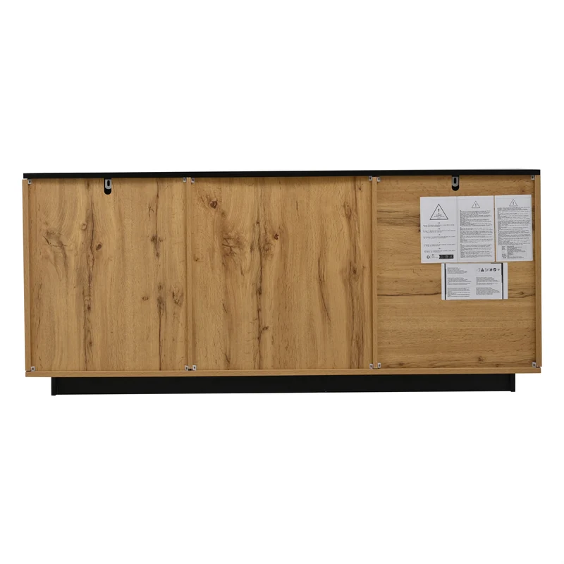 Buffet effet bois et noir 4 portes 1 tiroir 140x38,5x52cm ELEMENTLA