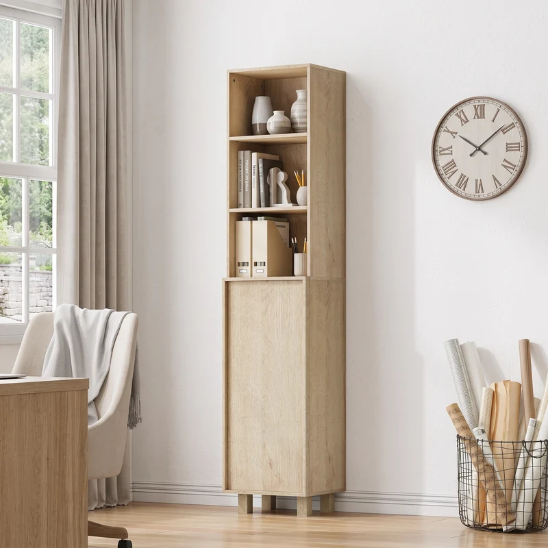 Armoire de salle de bain effet chêne rangement ouvert et porte 162,5cm VELVETSIDEBOARD