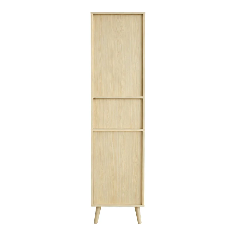 Armoire de salle de bain effet bois naturel, portes en rotin réversibles avec tiroir 166cm VINTAGEBENCHSET