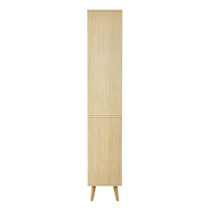Armoire de salle de bain effet bois naturel, portes en rotin réversibles avec tiroir 166cm VINTAGEBENCHSET