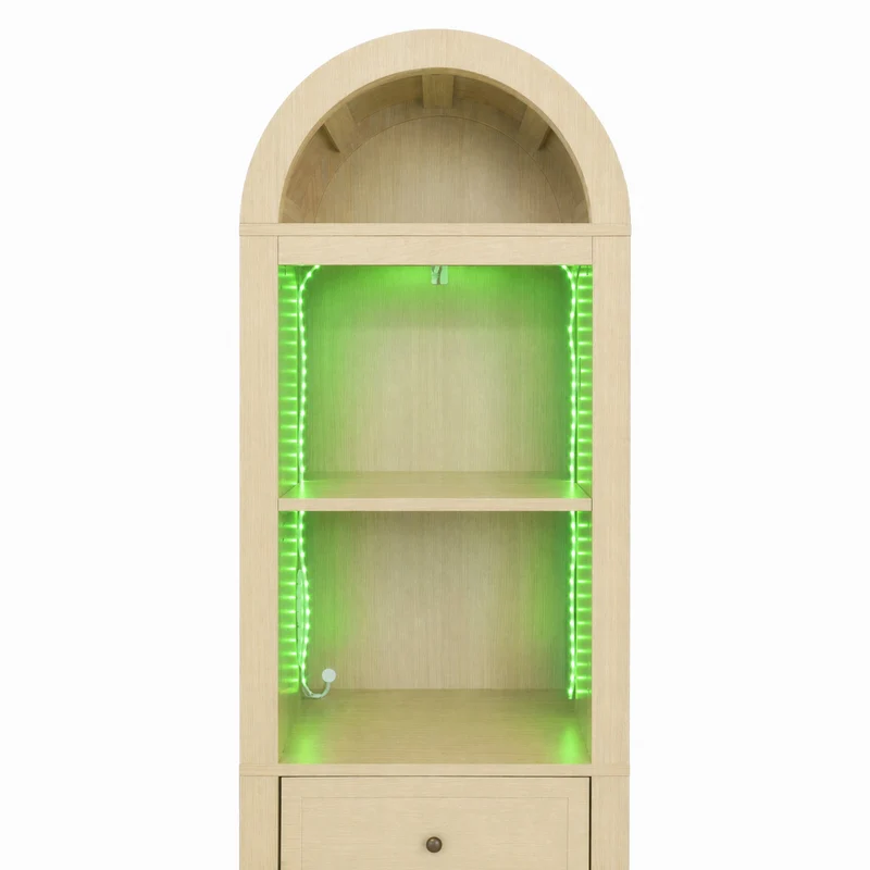 Armoire de salle de bain haute effet bois naturel, porte réversible avec LED 163cm VINTAGEBARSET