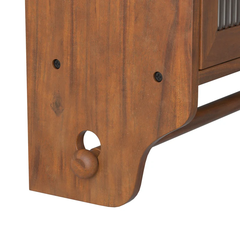 Armoire de toilette bois massif et en verre double portes avec porte-serviettes VINTAGEBARART