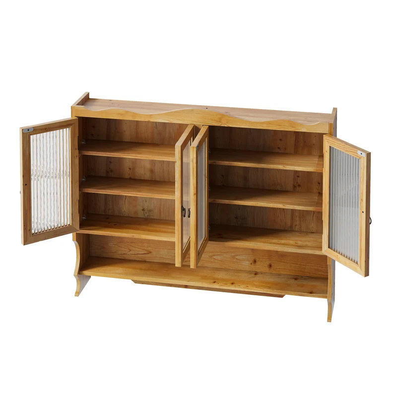 Armoires de toilette bois massif et en verre 4 portes et crochets 100x20x80cm VINTAGECABINETHOME