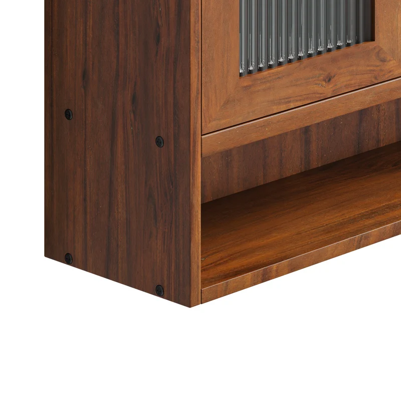 Armoires de toilette bois massif et en verre 2 coulissantes 90x20x60cm VINTAGEBRASSPRO