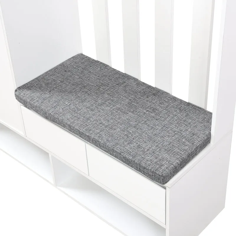 Airify Vestiaire d’entrée blanc MDF 100x35x180 cm avec banc rembourré et panneau perforé