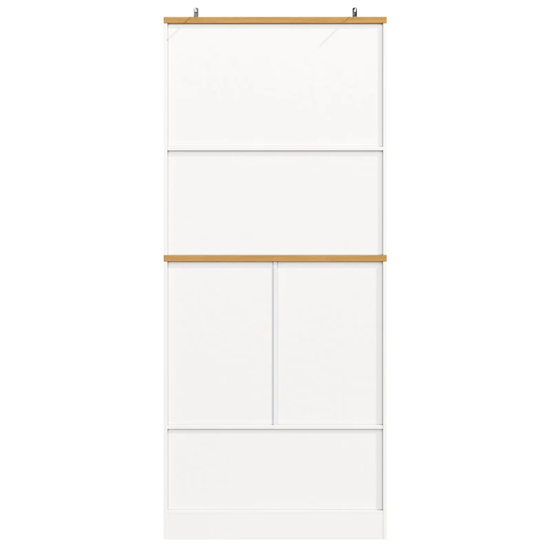 Nasion Buffet haut blanc 80x40x180 cm MDF, rangement cuisine avec étagères et tiroirs