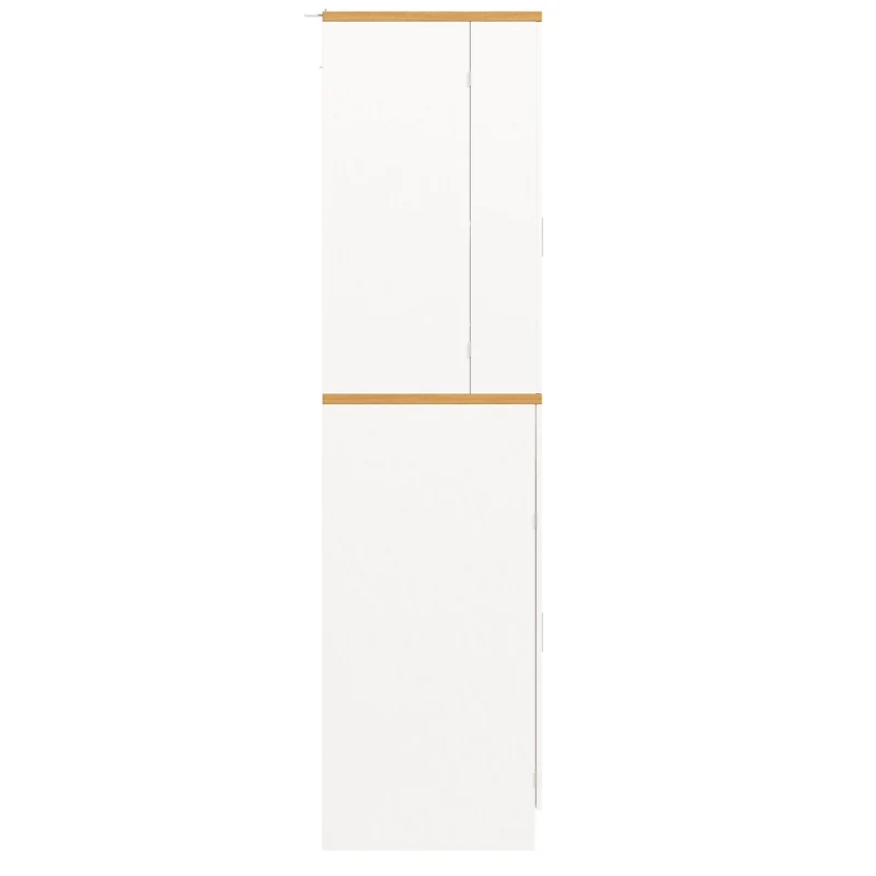 Nasion Buffet haut blanc 80x40x180 cm MDF, rangement cuisine avec étagères et tiroirs