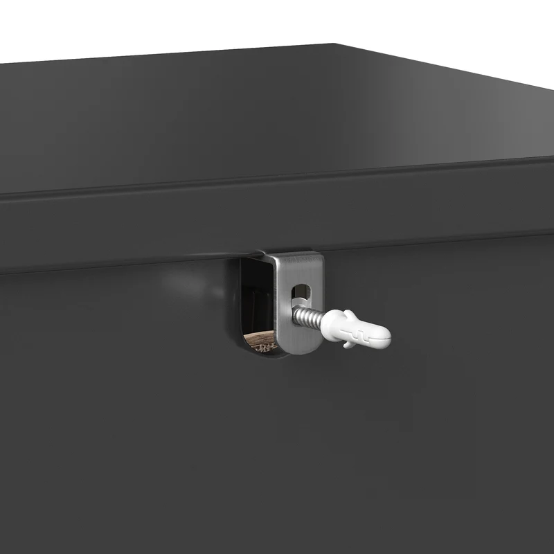 Blipped Buffet Haut 180 cm Noir MDF, Vitrine LED RGB avec Porte-Verres & Range-Bouteilles