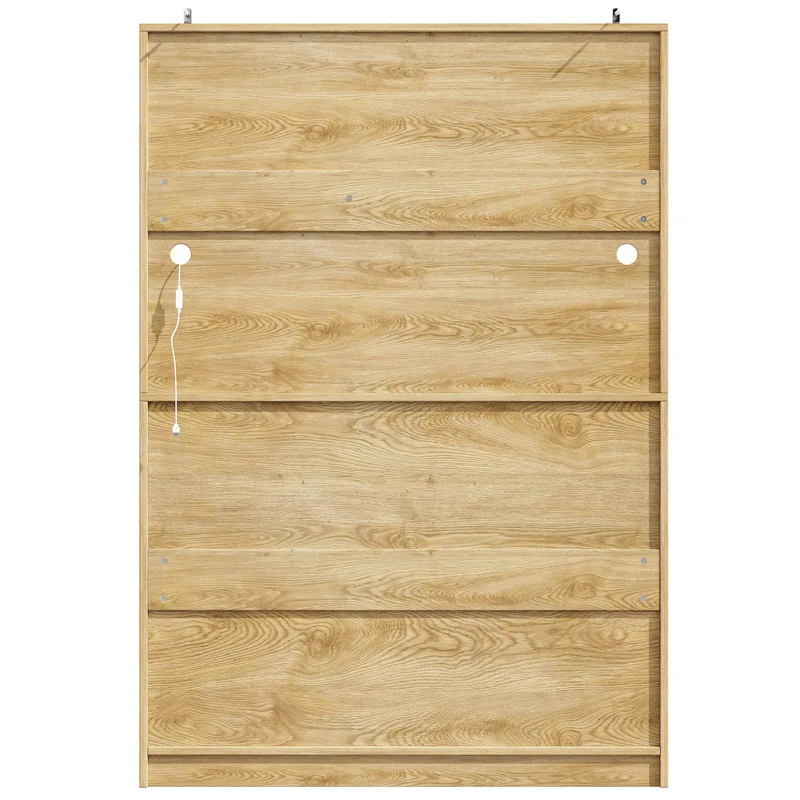 Alerter Vaisselier LED 120x40x180 cm en MDF naturel, vitrine moderne avec tiroirs
