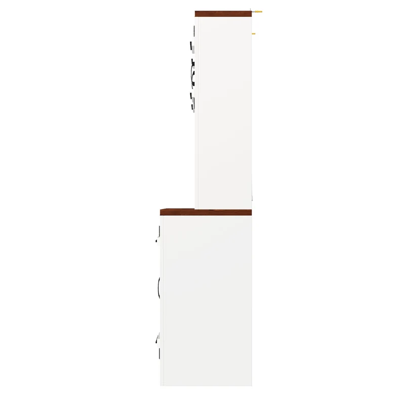 Haloxylin Buffet de Cuisine 120x40x180 cm Blanc MDF, Portes Grange, LED RGB et Range-Bouteilles