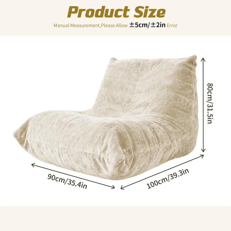 Chauffeuse matelassée chenille blanche pailletée fauteuil de sol 90x100cm CHROMESHELF