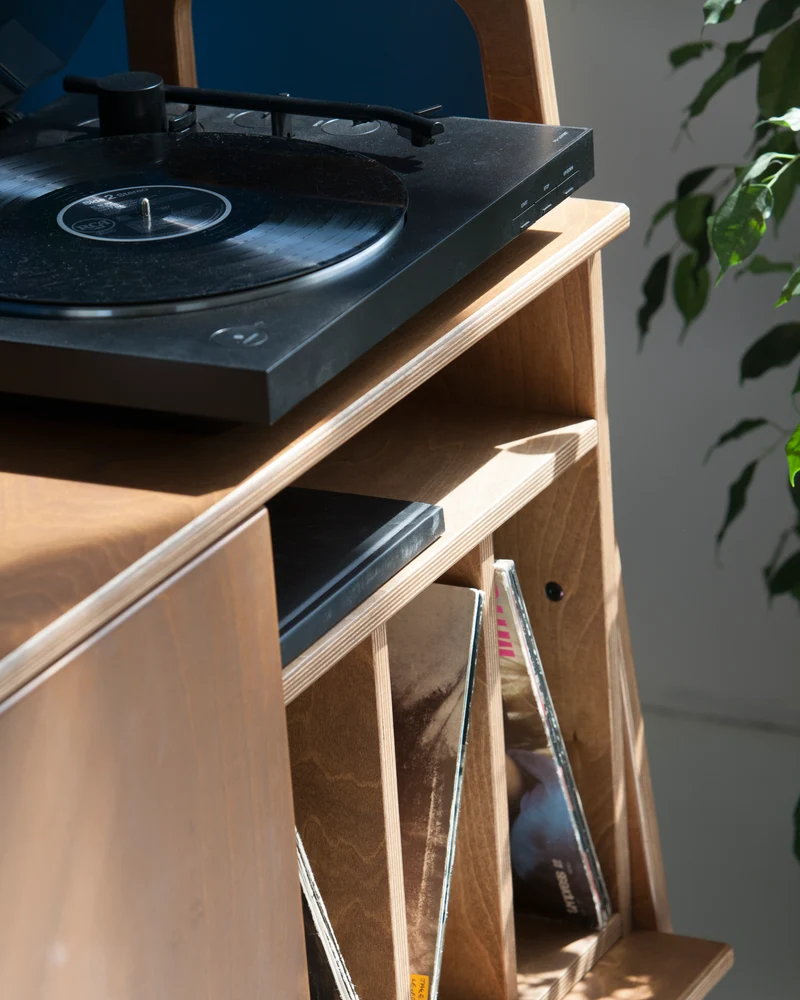 Vinyl Record Credenza · Two Vinyl Bays & Cabinet · 143 cm