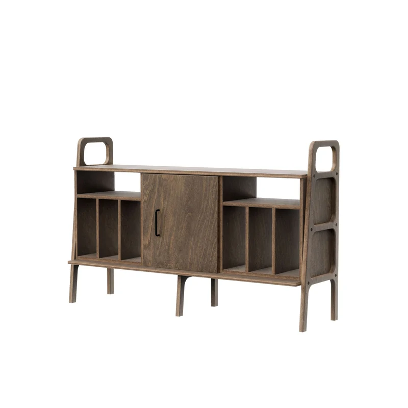Vinyl Record Credenza · Two Vinyl Bays & Cabinet · 143 cm