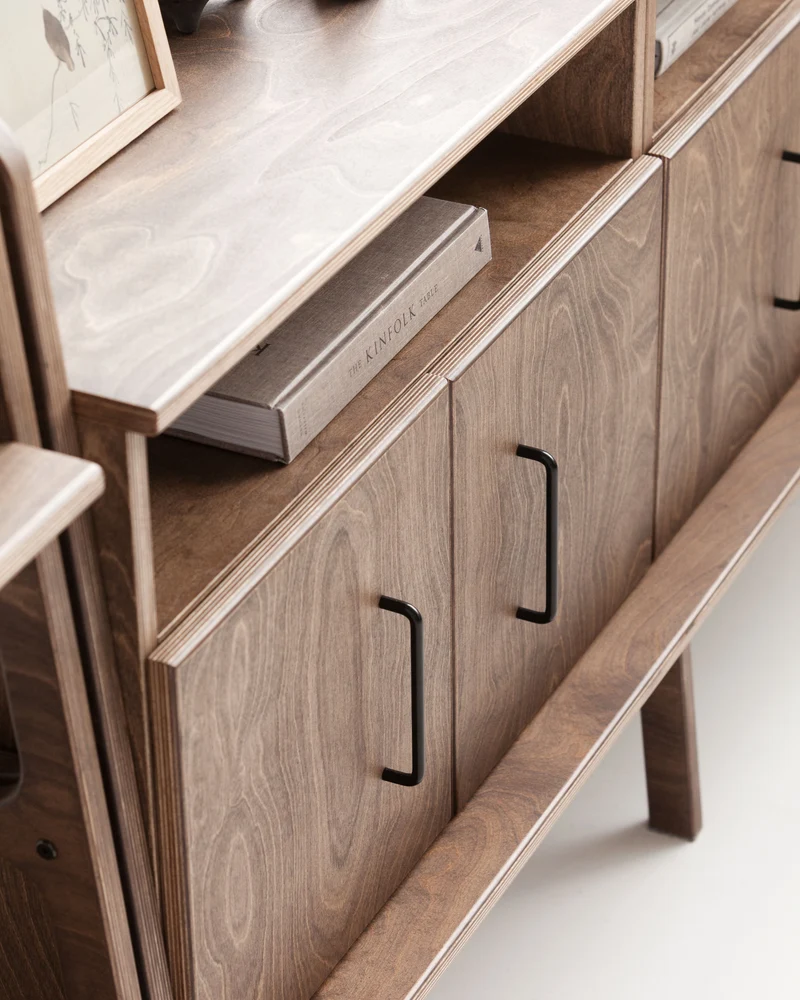 Mid-Century Credenza · Two Open Cabinets · 143 cm