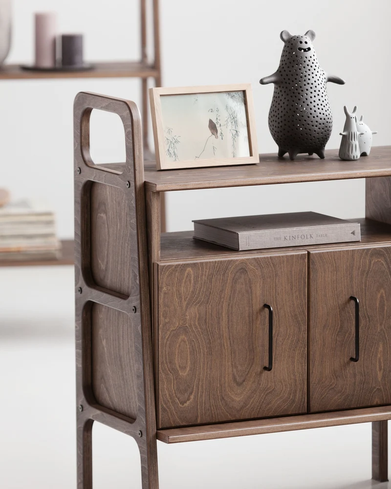 Mid-Century Credenza · Two Open Cabinets · 143 cm
