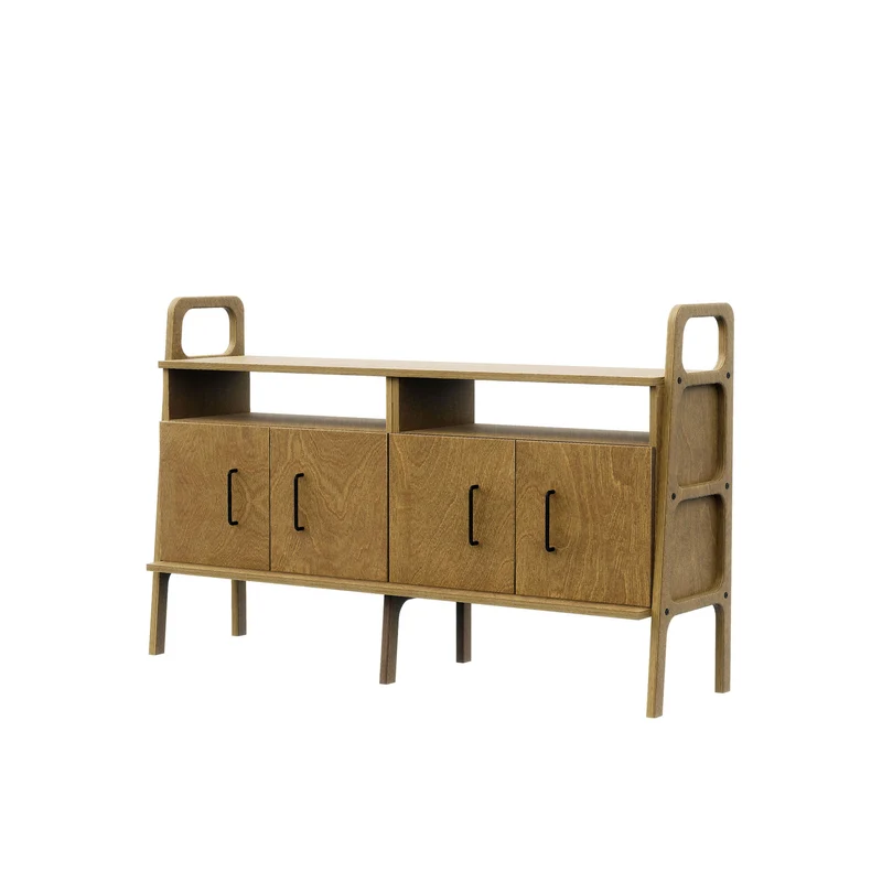 Mid-Century Credenza · Two Open Cabinets · 143 cm