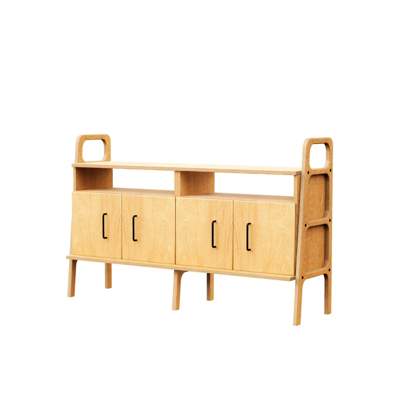 Mid-Century Credenza · Two Open Cabinets · 143 cm