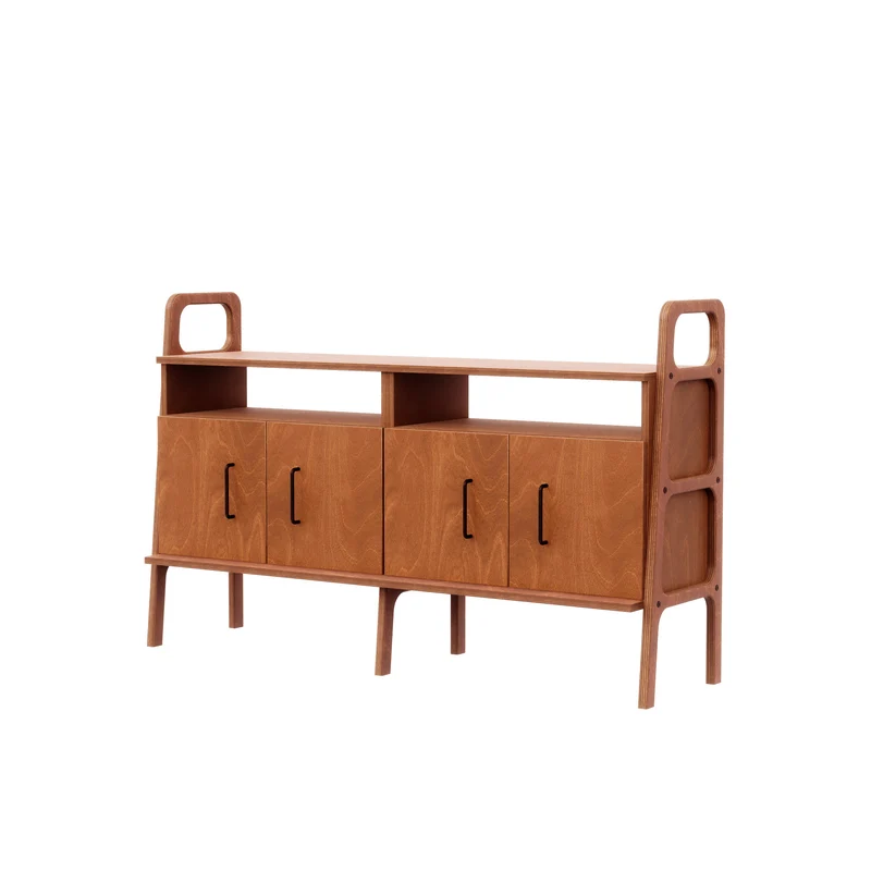 Mid-Century Credenza · Two Open Cabinets · 143 cm