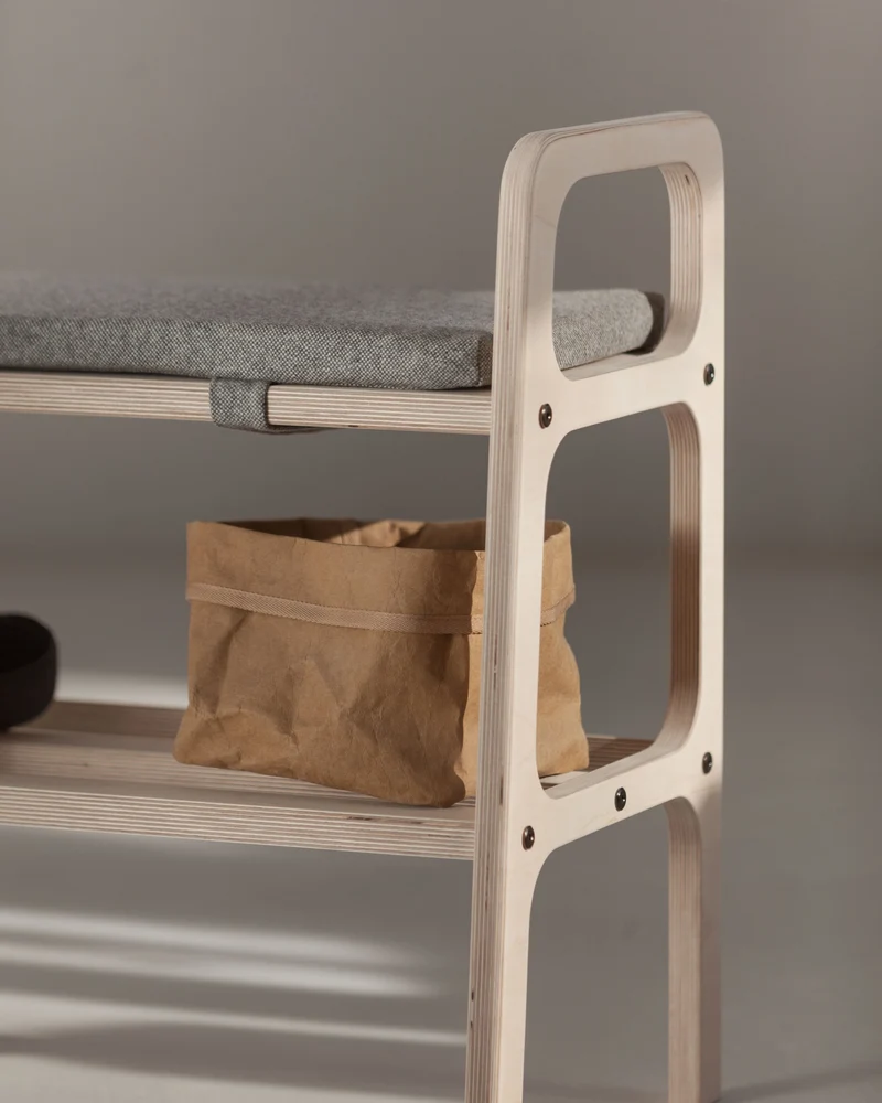 Japandi Shoe Bench with Cushion