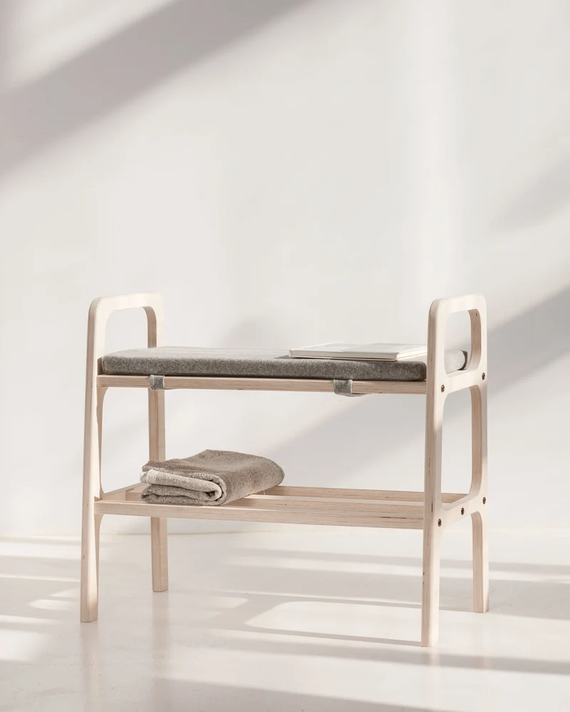 Japandi Shoe Bench with Cushion
